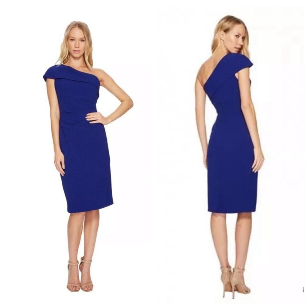 Vince Camuto Blue One Shoulder Ruched Women’s Dress Size 6